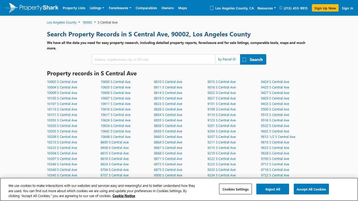 Search Property Records in S Central Ave, 90002, Los Angeles County